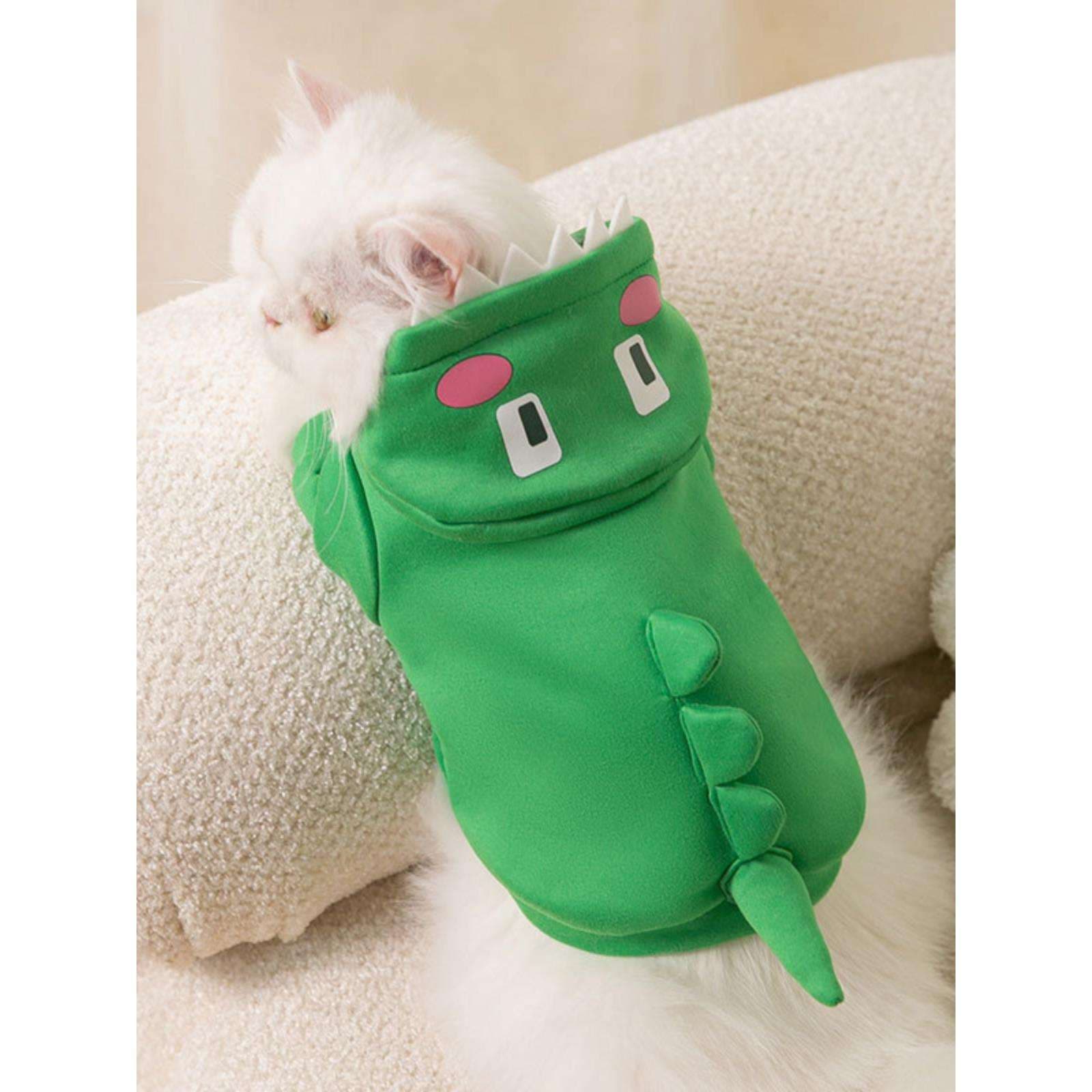 猫 コスプレ | 猫用恐竜コスチューム グリーンダイナソー
