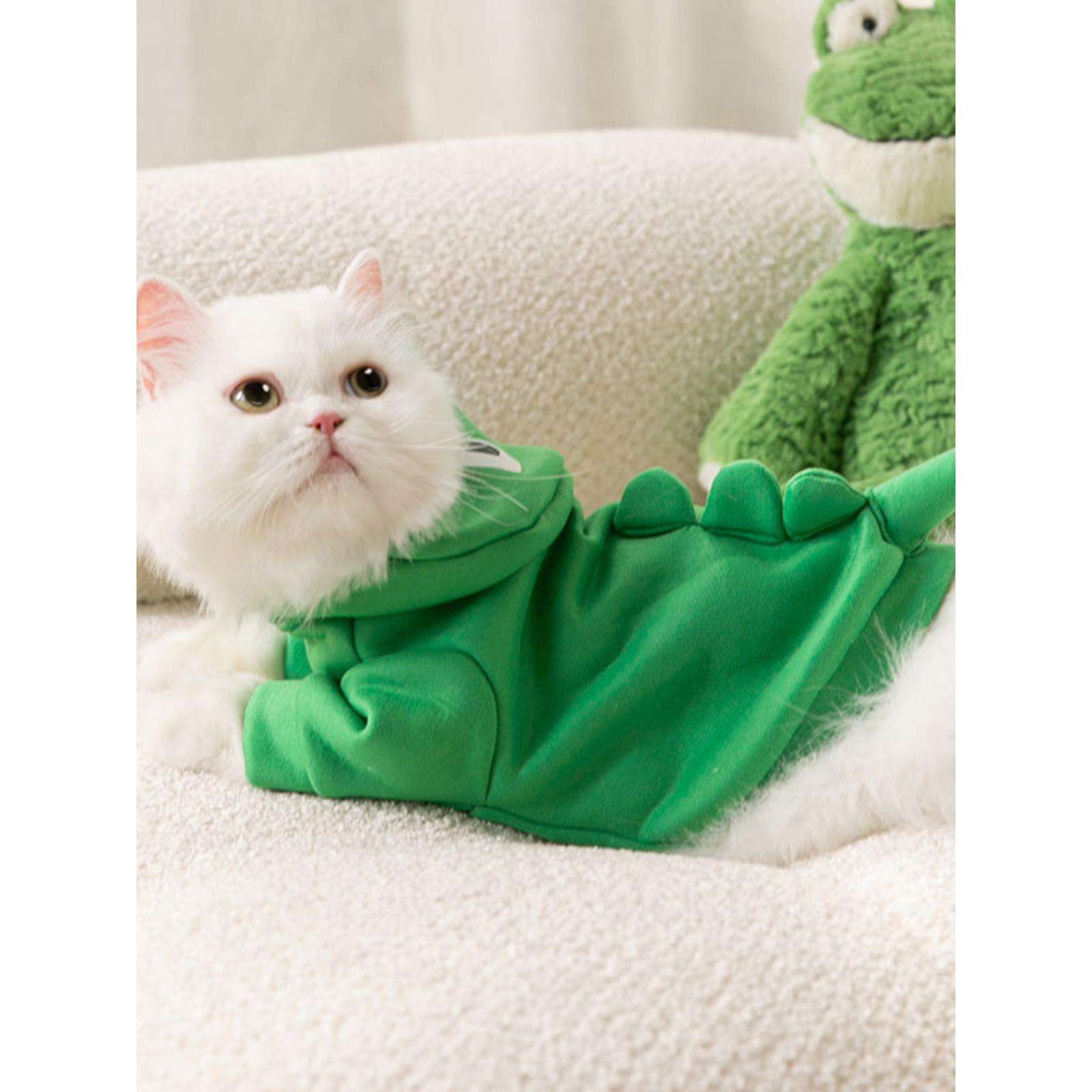 猫 コスプレ | 猫用恐竜コスチューム グリーンダイナソー