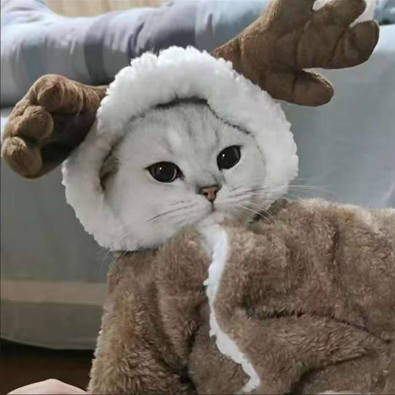 猫 コスプレ | もこもこトナカイ風猫用コスチューム