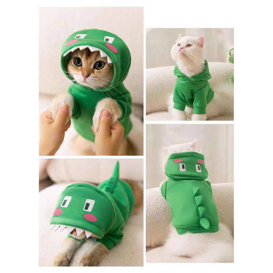 猫 コスプレ | 猫用恐竜コスチューム グリーンダイナソー