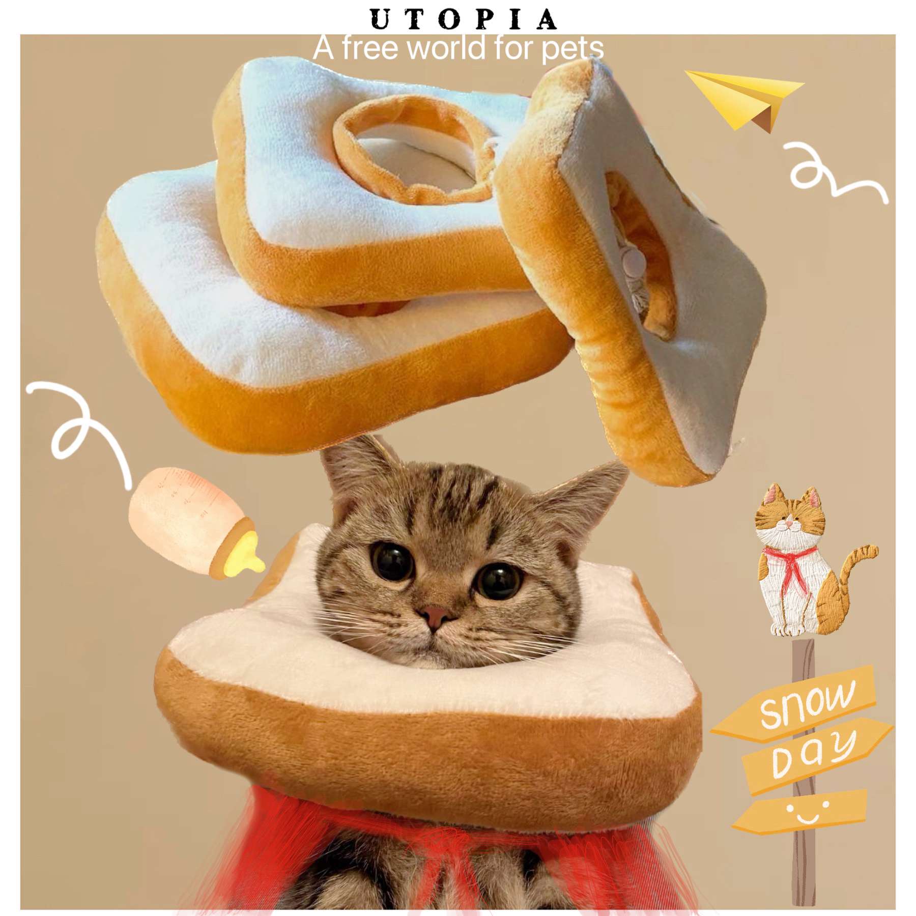 猫 エリザベスカラー | もちもちトースト型ペット用エリザベスカラー