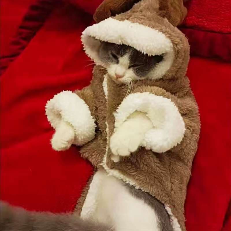 猫 コスプレ | もこもこトナカイ風猫用コスチューム