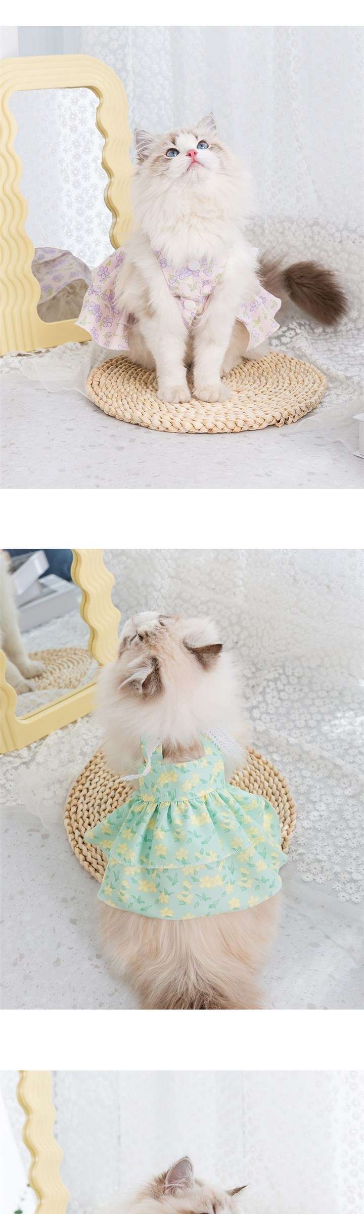 猫 洋服 | ふんわり花柄キャットドレス