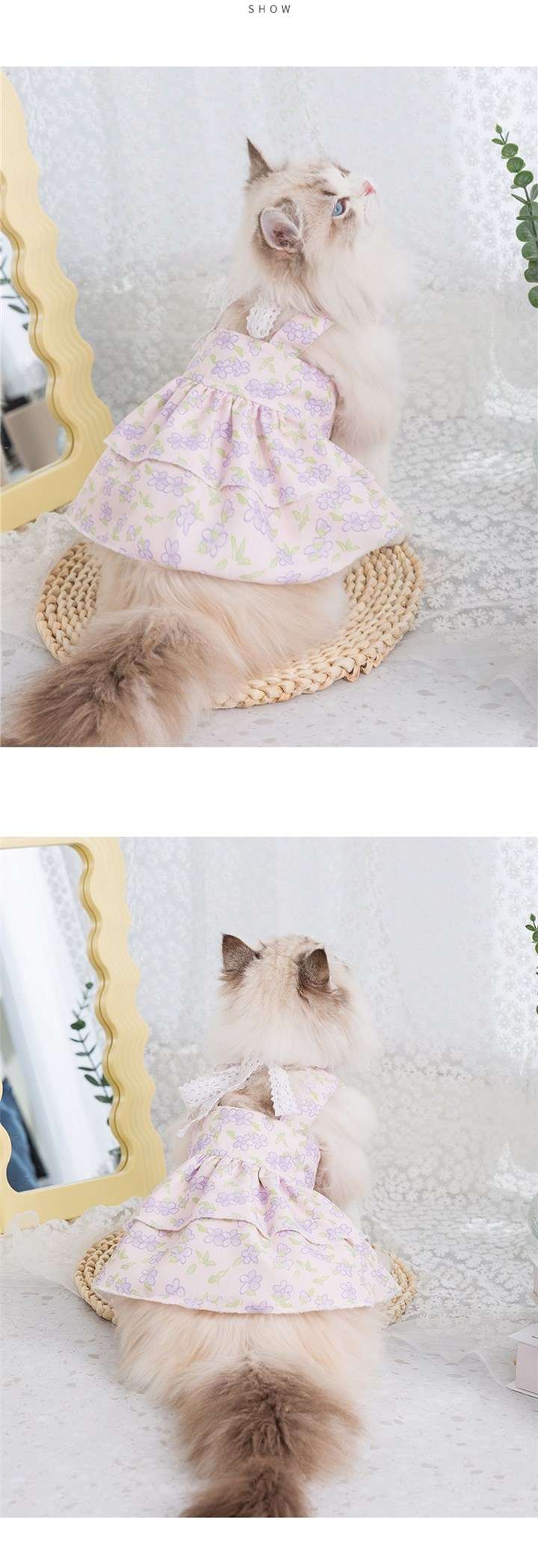 猫 洋服 | ふんわり花柄キャットドレス