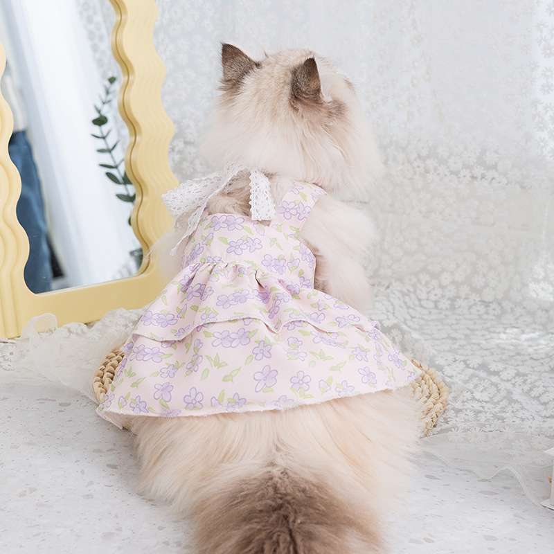 猫 洋服 | ふんわり花柄キャットドレス